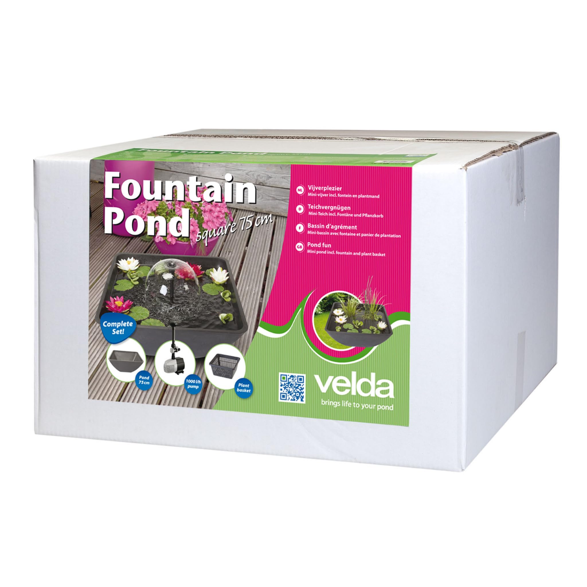 velda-teichschale-brunnen-75-x-75-x-35-cm-inkl-pumpe-und-pflanzkorb image 2