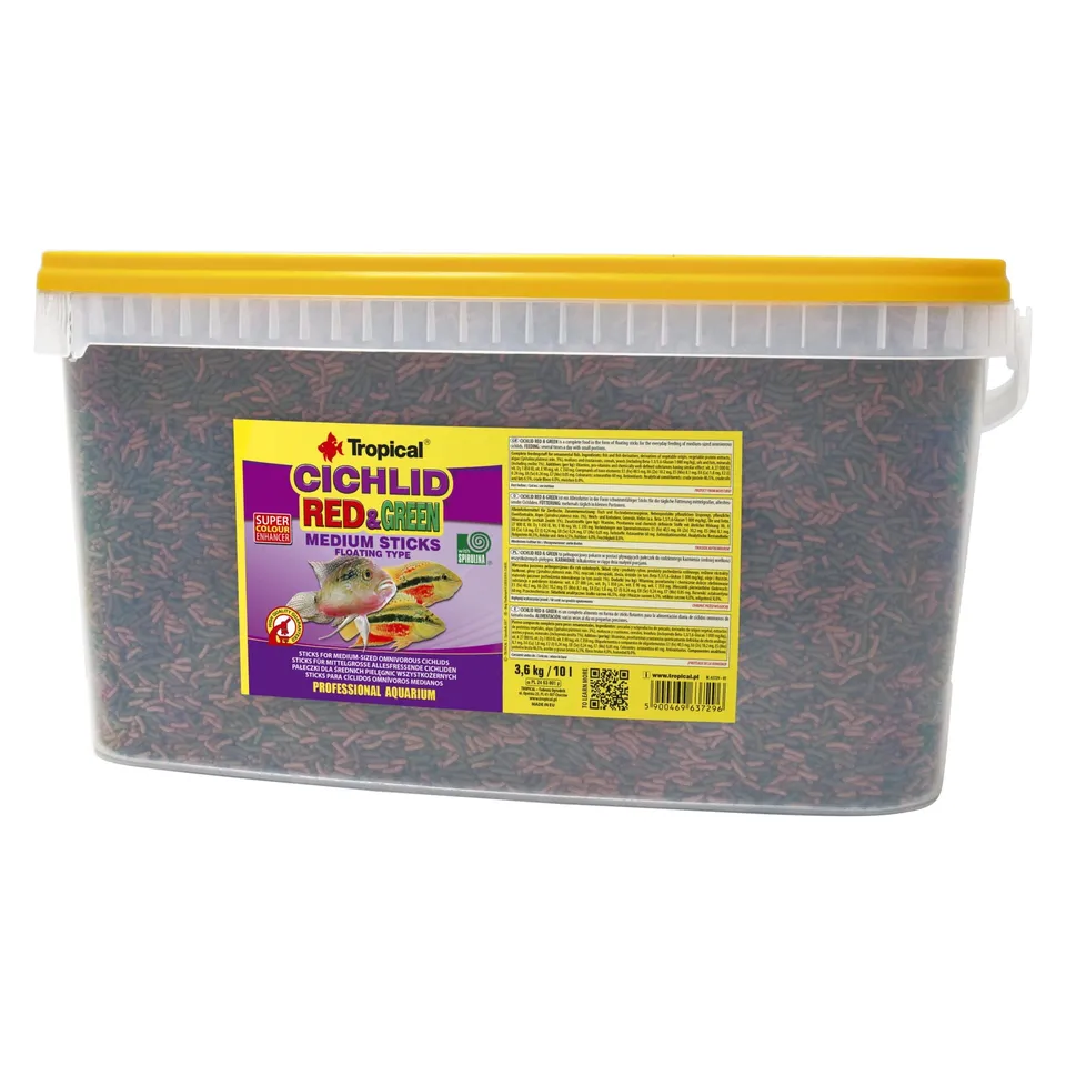 tropical-cichlid-red-green-medium-sticks-4-l-buntbarschfutter image 1