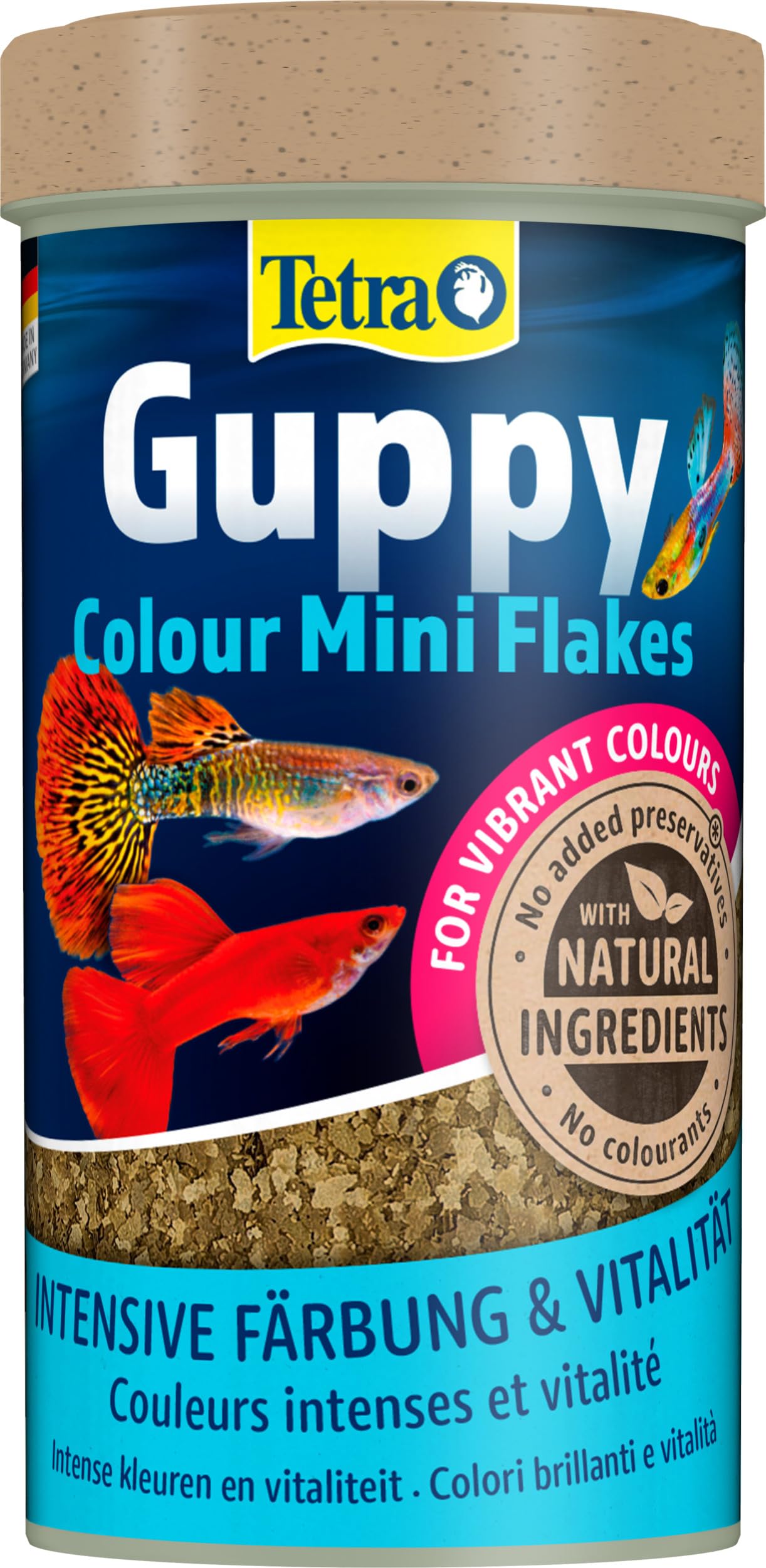 tetra-guppy-colour-mini-flakes-fischfutter-250-ml-dose image 1