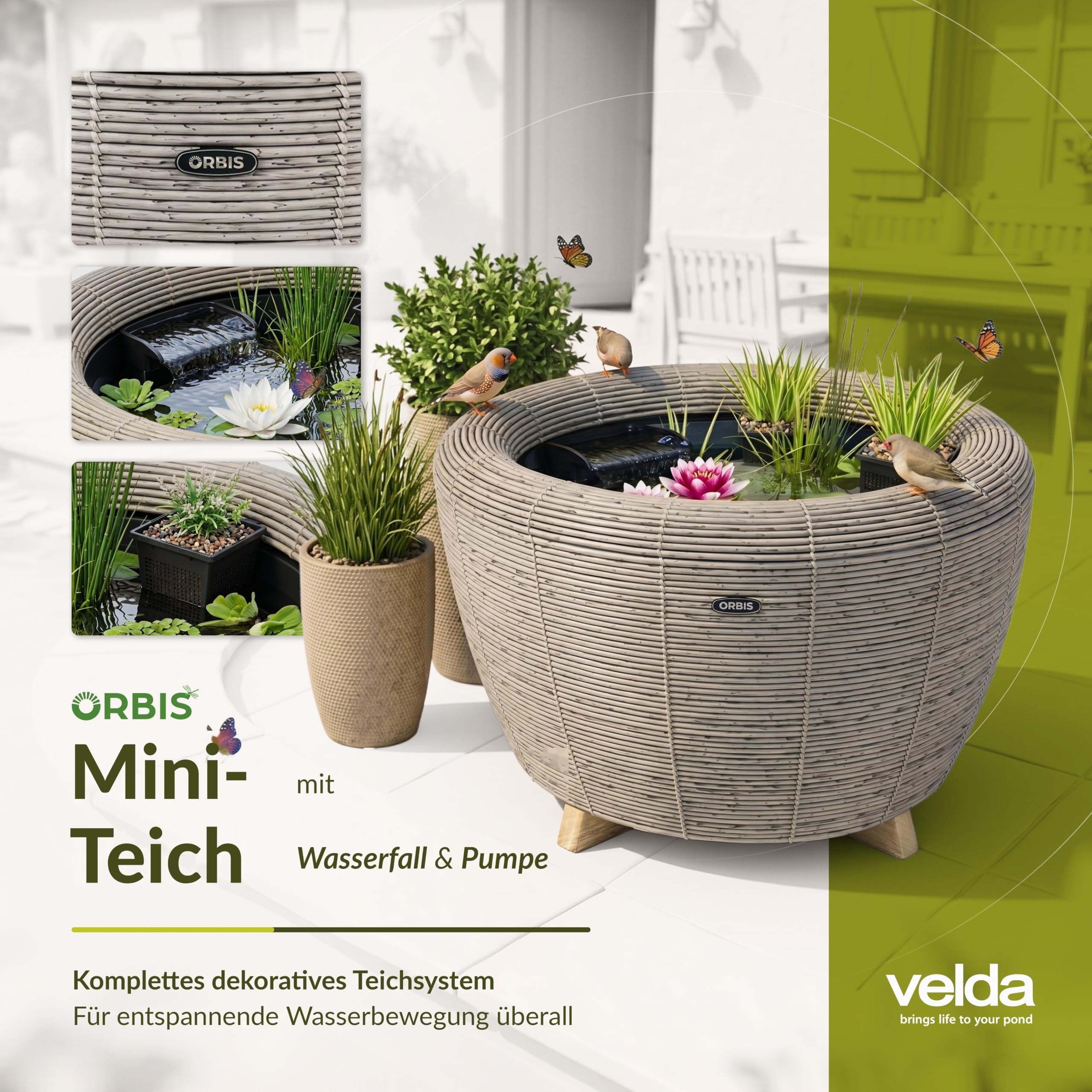 velda-orbis-mini-teich-mit-wasserfall-taupe image 7