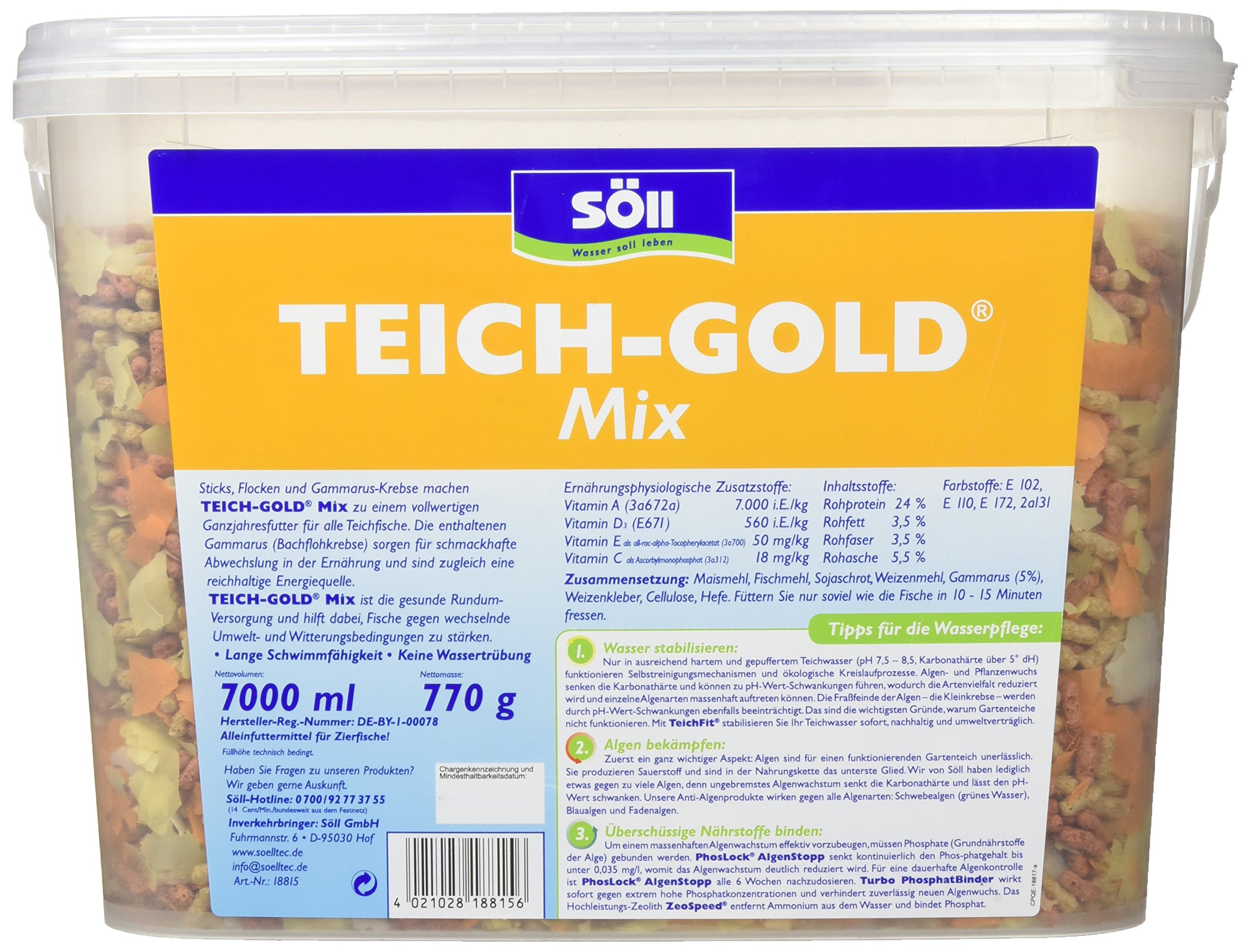 s-ll-teich-gold-mix-7-liter-ganzjahresfutter-sticks-flocken-gammarus image 2