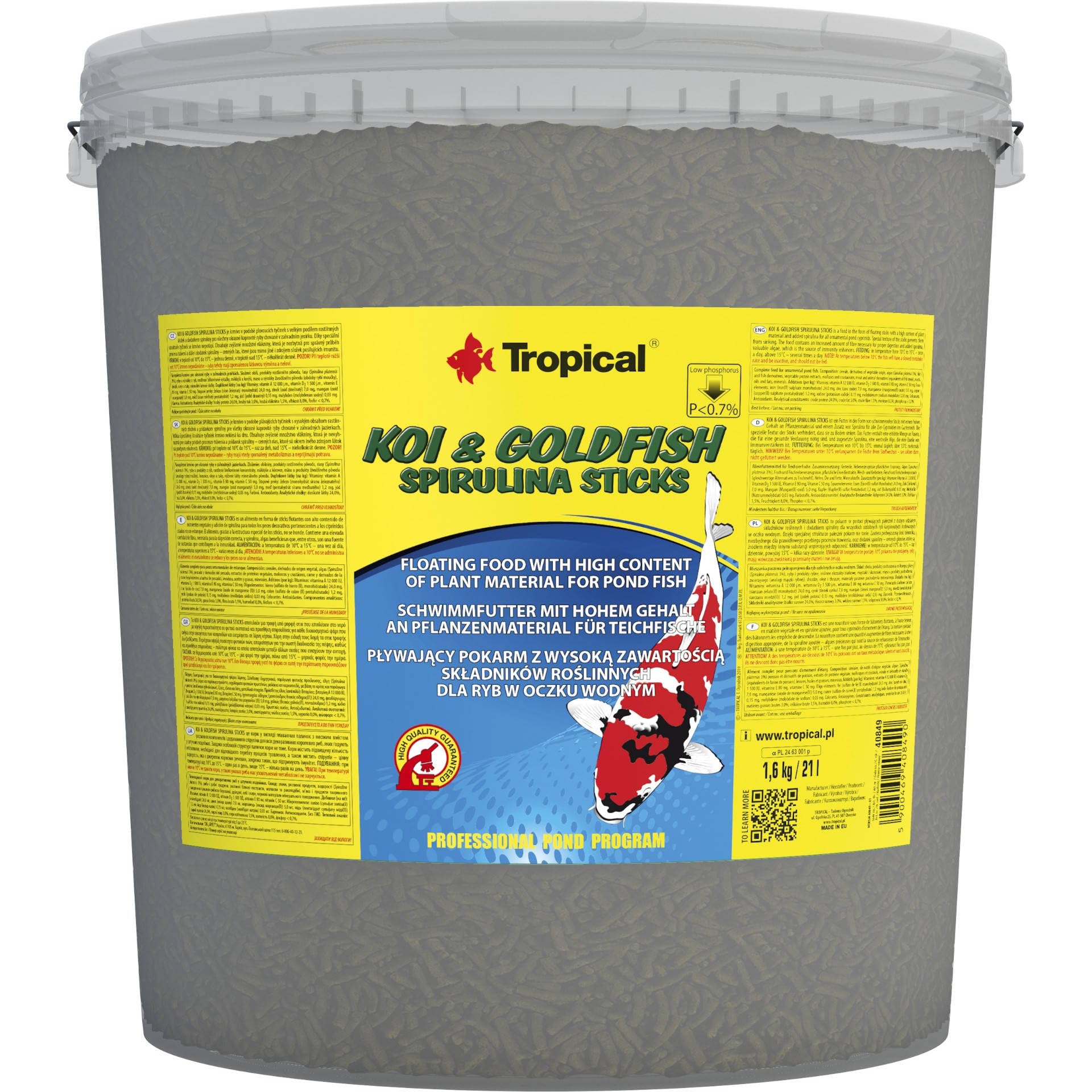 tropical-koi-goldfish-spirulina-sticks-21-l-1-6-kg-teichfischfutter image 1