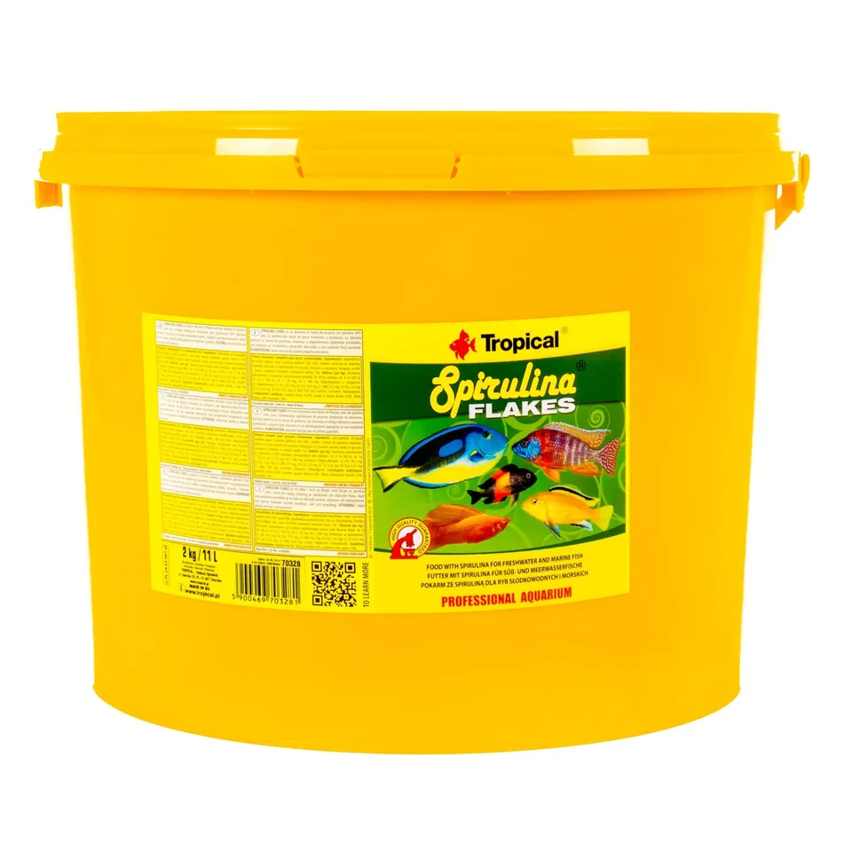 tropical-spirulina-flakes-pflanzliches-flockenfutter-mit-6-spirulina-11-liter image 1