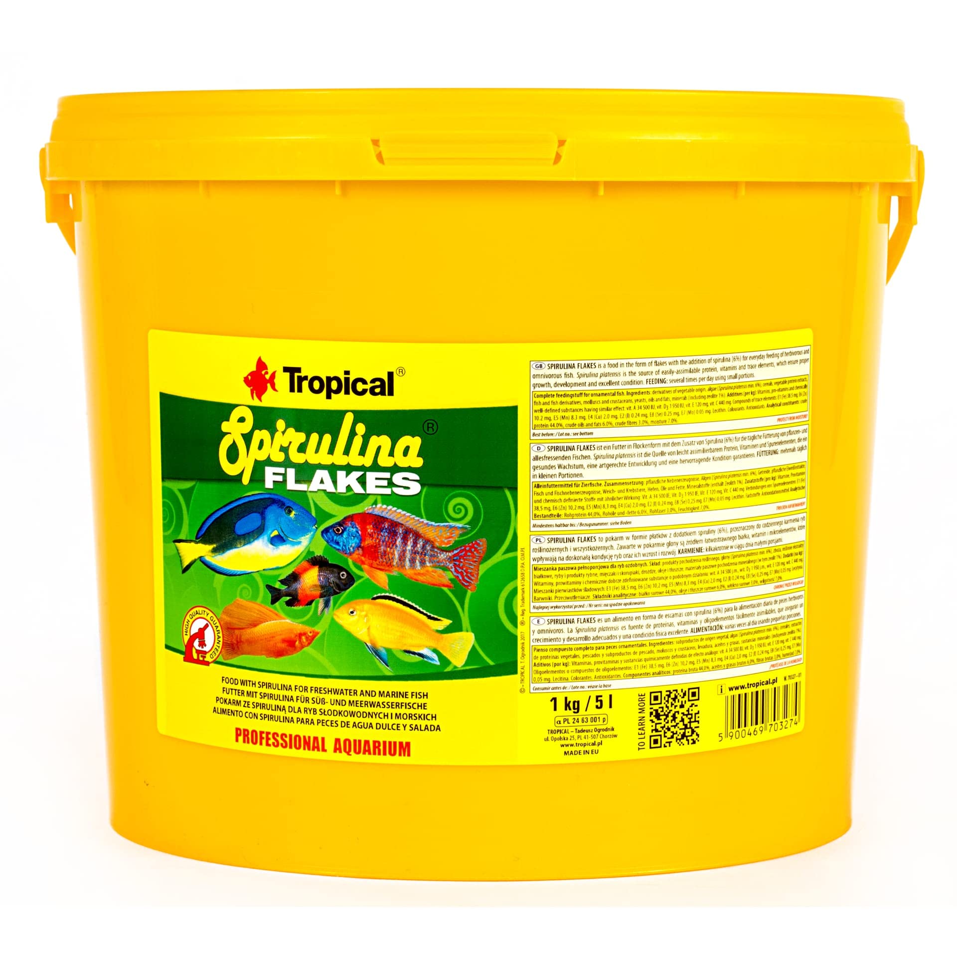 tropical-spirulina-flakes-pflanzliches-flockenfutter-mit-spirulina-5-l image 1