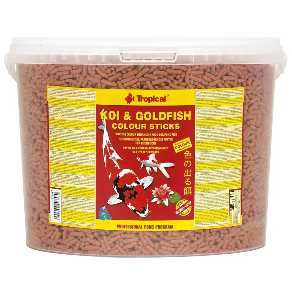 tropical-koi-goldfish-colour-sticks-schwimmendes-teichfutter-11l-900g image 1