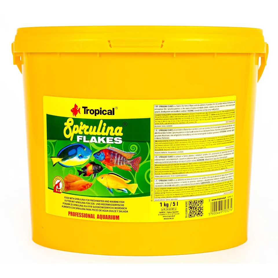 tropical-spirulina-flakes-pflanzliches-flockenfutter-mit-spirulina-5-l image 1