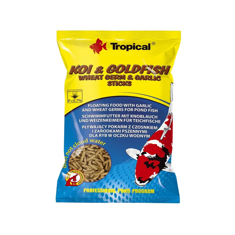 tropical-koi-goldfish-wheat-germ-garlic-sticks-teichfutter-2x-1000-ml-90-g image 1