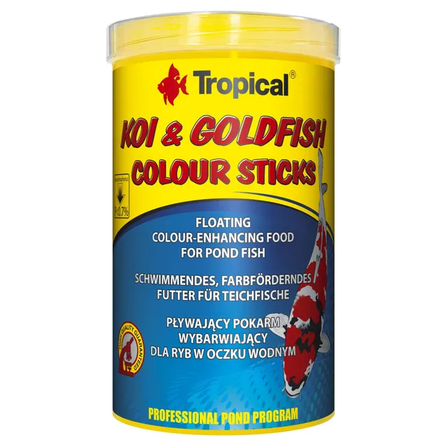 tropical-koi-goldfish-colour-sticks-schwimmendes-teichfutter-1000-ml-80-g image 1