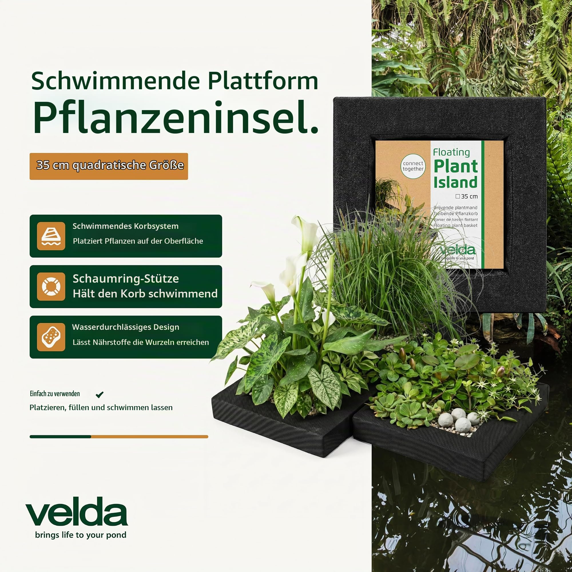 velda-floating-plant-island-pflanzinsel-eckig-35-cm-schwimmender-pflanzenkorb image 2