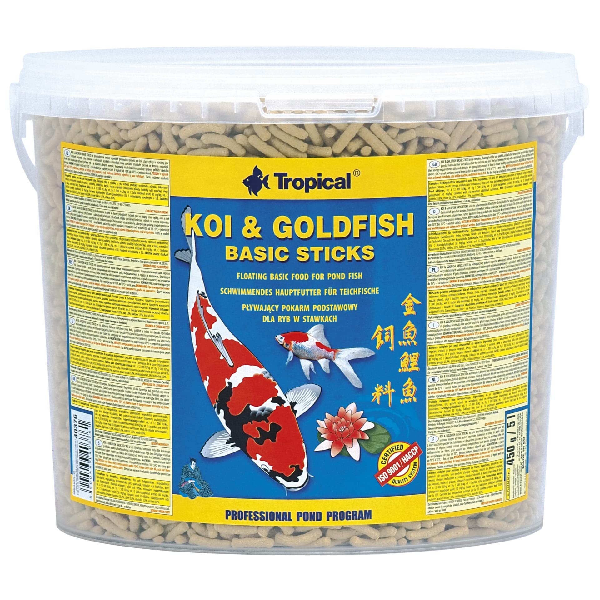 tropical-koi-goldfish-basic-sticks-5-l-430-g-teichfischfutter image 1