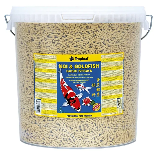 tropical-koi-goldfish-basic-sticks-21l-1600g-schwimmendes-teichfischfutter image 1