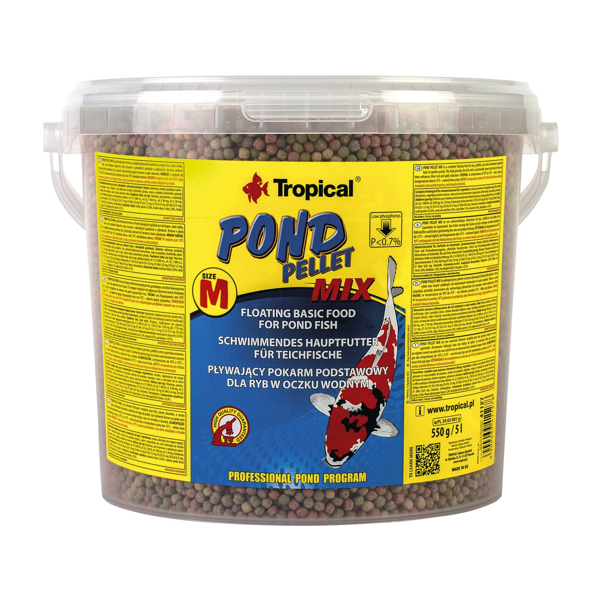 tropical-pond-pellet-mix-gr-e-m-schwimmendes-teichfutter-5-l-550-g image 1