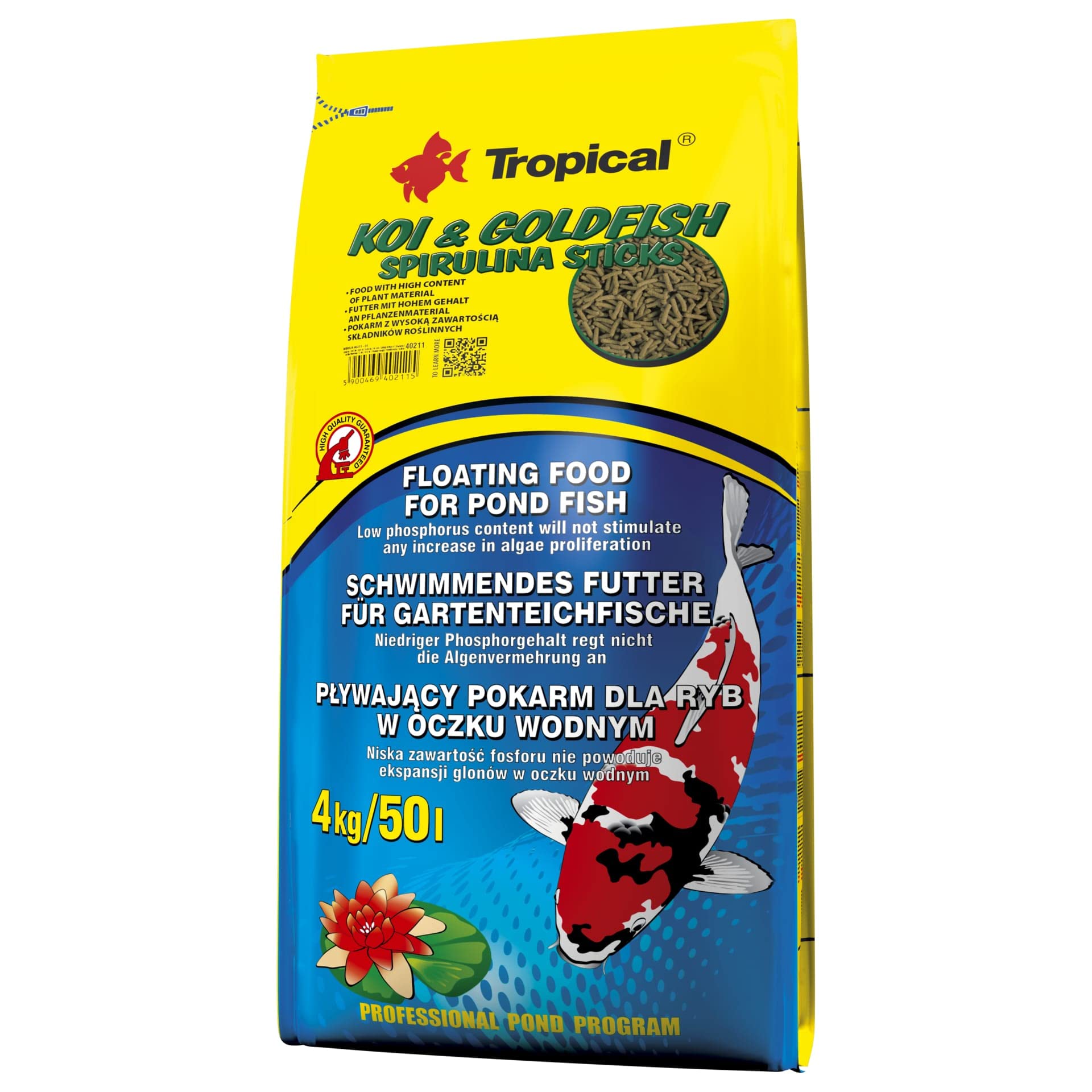 tropical-koi-goldfish-spirulina-sticks-teichfutter-4-kg image 1