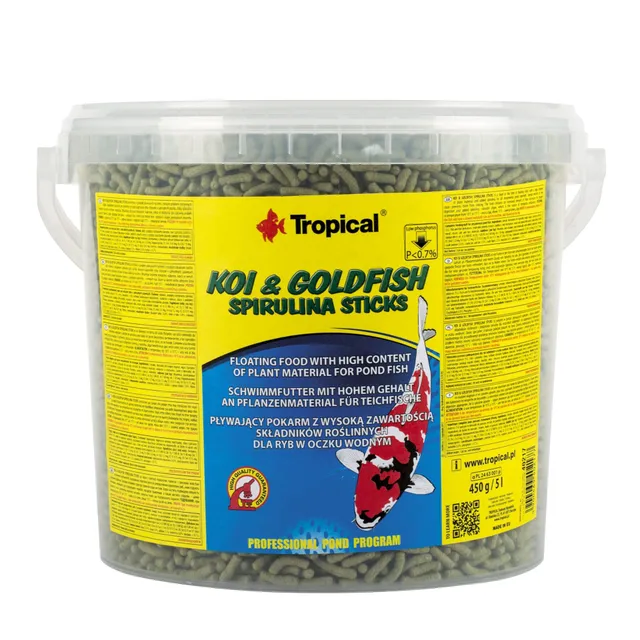 tropical-koi-goldfish-spirulina-sticks-teichfischfutter-5-l-430-g image 1