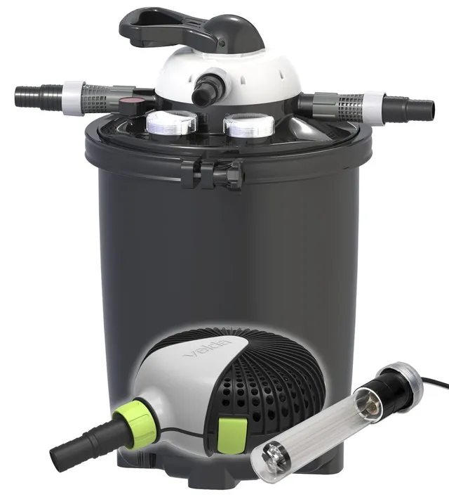 velda-clear-control-25-druckfilter-set-mit-uvc-kl-rer-9-watt-pumpe-und-schlauch image 1