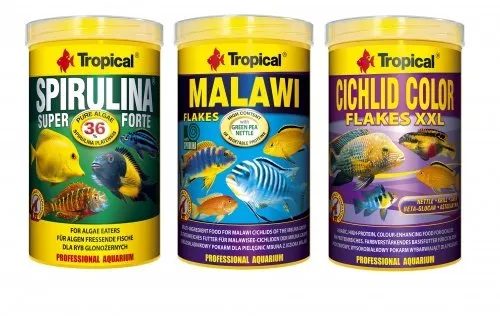 tropical-malawi-spirulina-forte-cichlid-color-futterset-3-x-1-l image 1