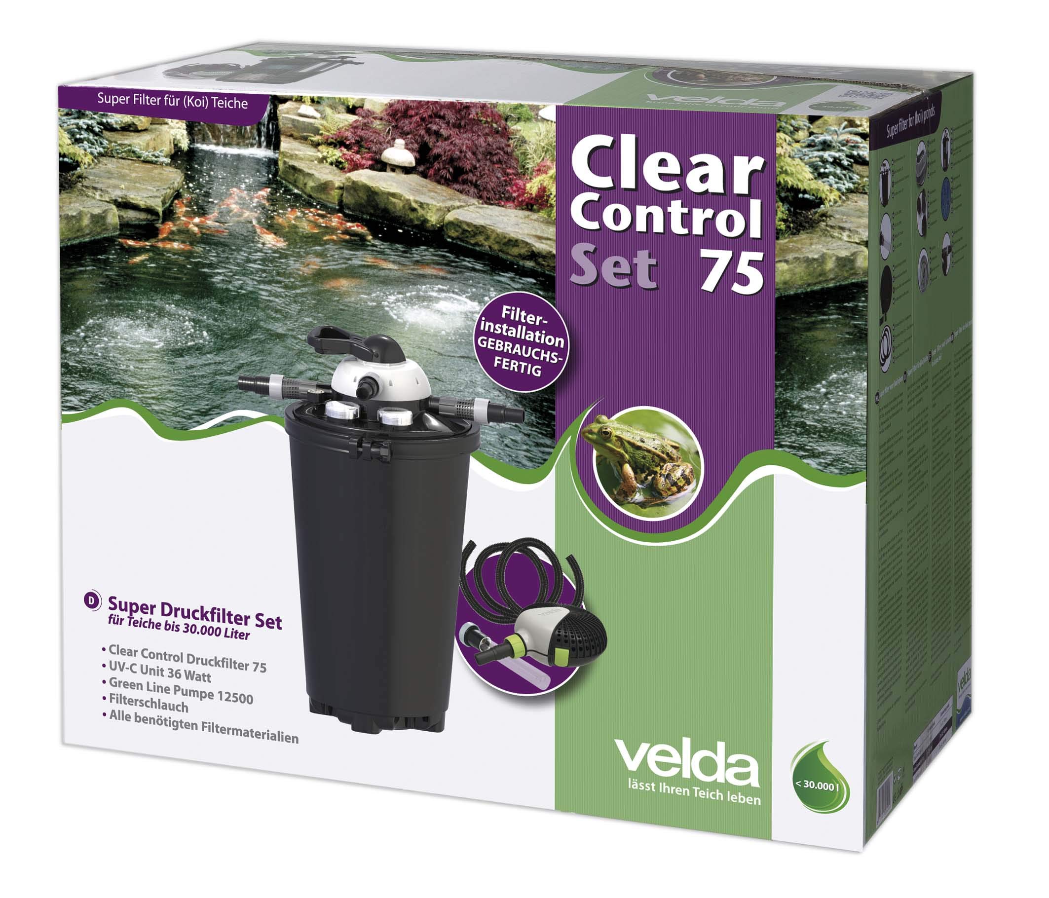 velda-clear-control-25-druckfilter-set-mit-uvc-kl-rer-9-watt-pumpe-und-schlauch image 4