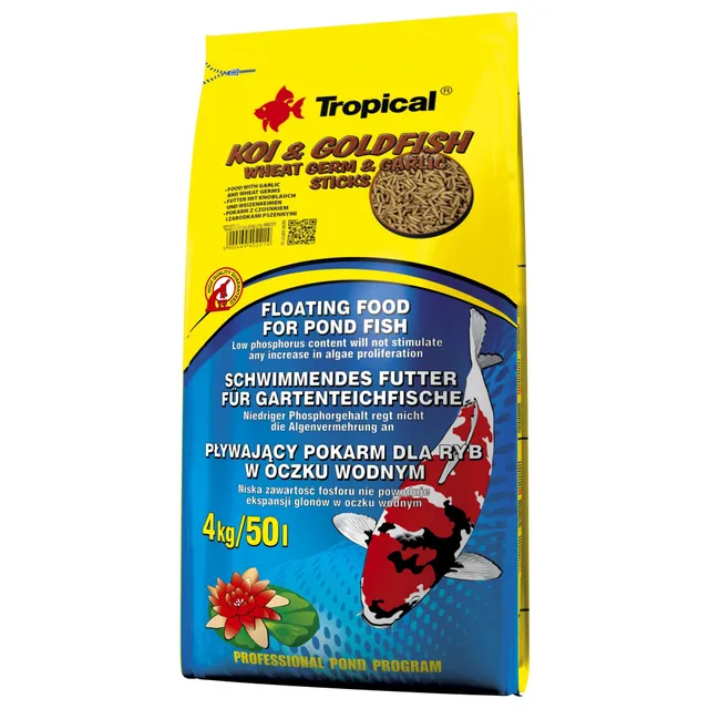 tropical-koi-goldfish-wheat-germ-garlic-sticks-teichfischfutter-4-kg image 1
