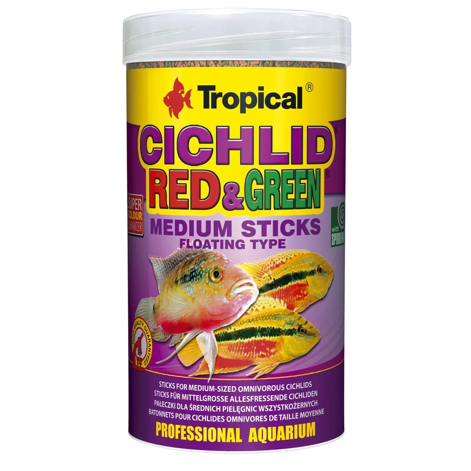 tropical-red-green-medium-sticks-250-ml-cichlidenfutter image 1