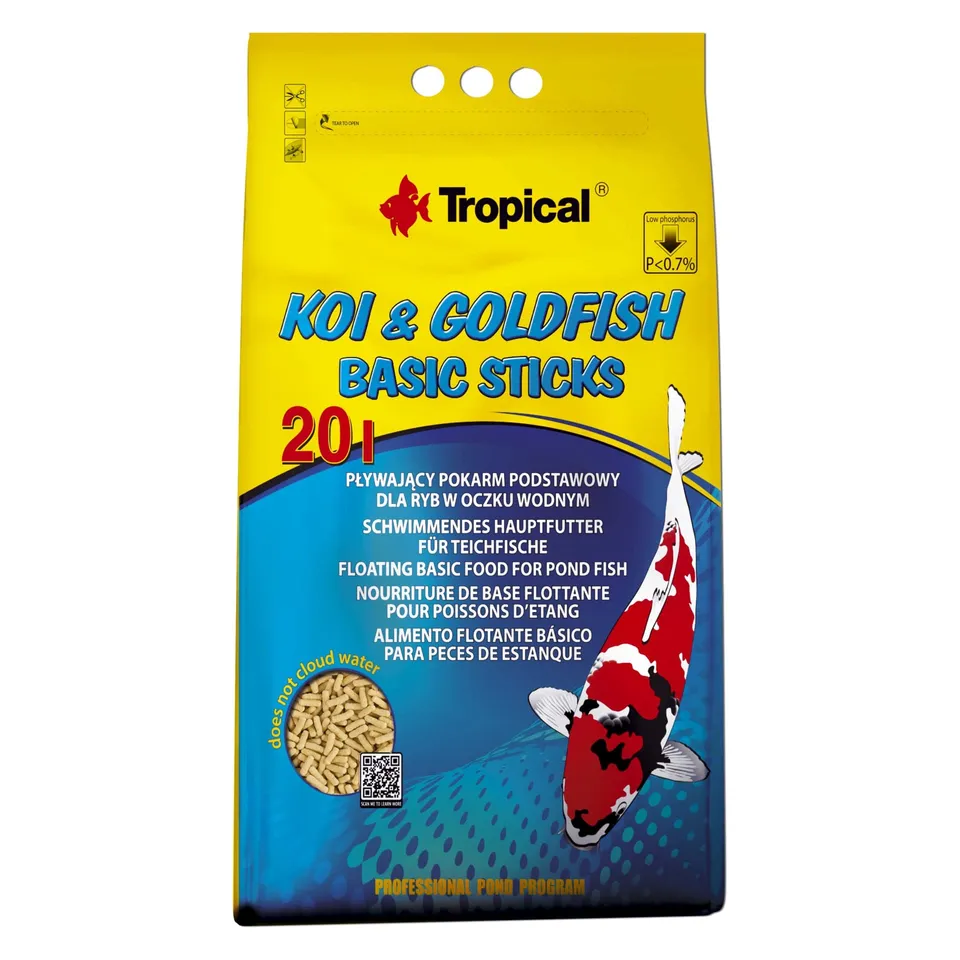 tropical-koi-goldfish-basic-sticks-20l-1600g-schwimmendes-teichfischfutter image 1