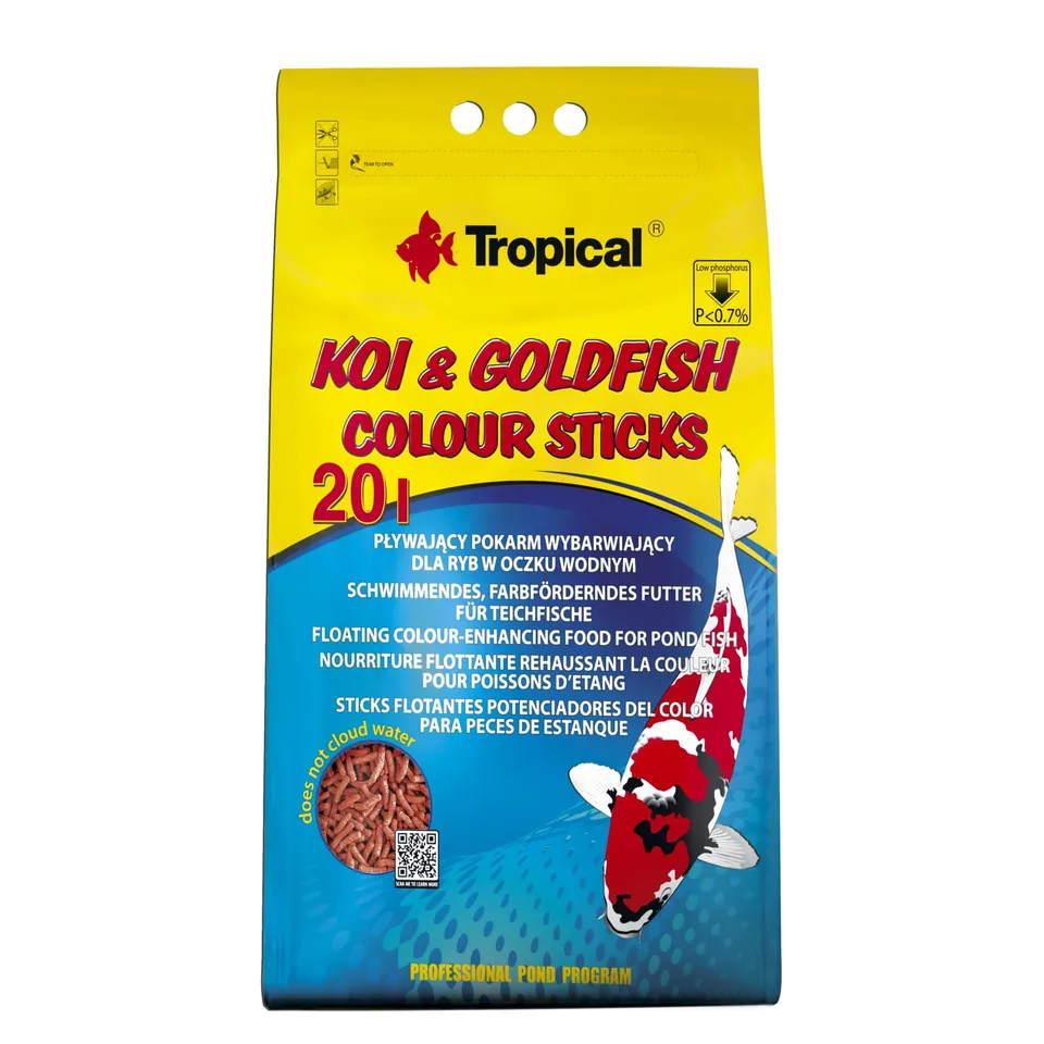 tropical-koi-goldfish-colour-sticks-schwimmendes-teichfisch-futter-20l-1600g image 1