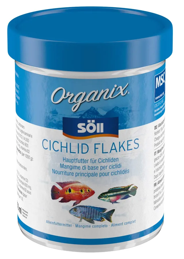 s-ll-organix-cichlid-flakes-aquariumfutter-f-r-barsche-flocken-270-ml image 1