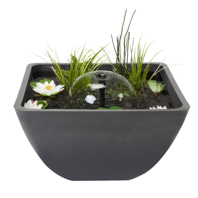 velda-teichschale-brunnen-75-x-75-x-35-cm-inkl-pumpe-und-pflanzkorb image 1