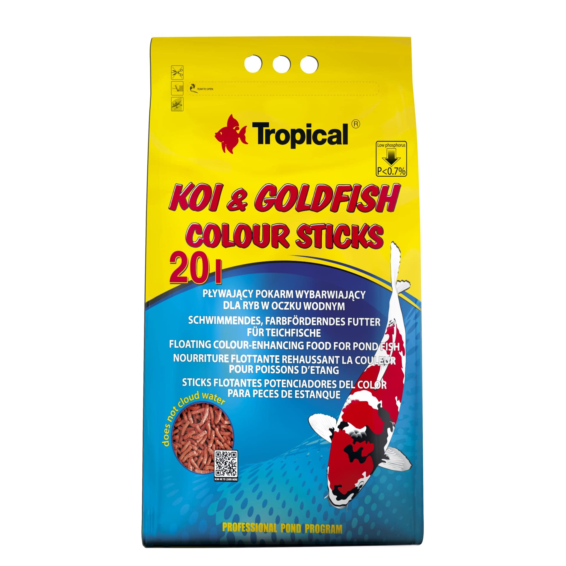 tropical-koi-goldfish-colour-sticks-schwimmendes-teichfisch-futter-20l-1600g image 1